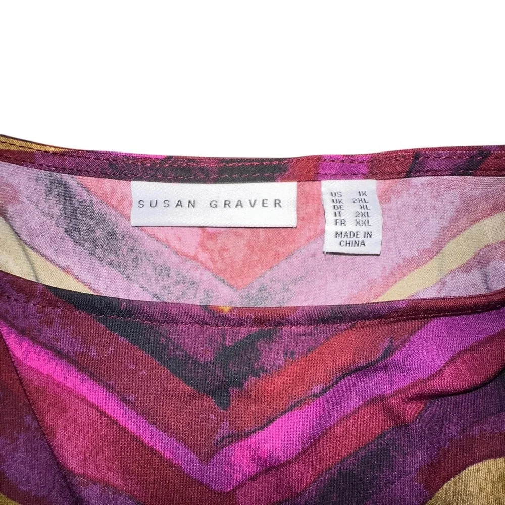 Susan Graver ~ Women’s Multicolor Chevron Long Sleeve Tunic Top A343065 Size 1X - Picture 3 of 8